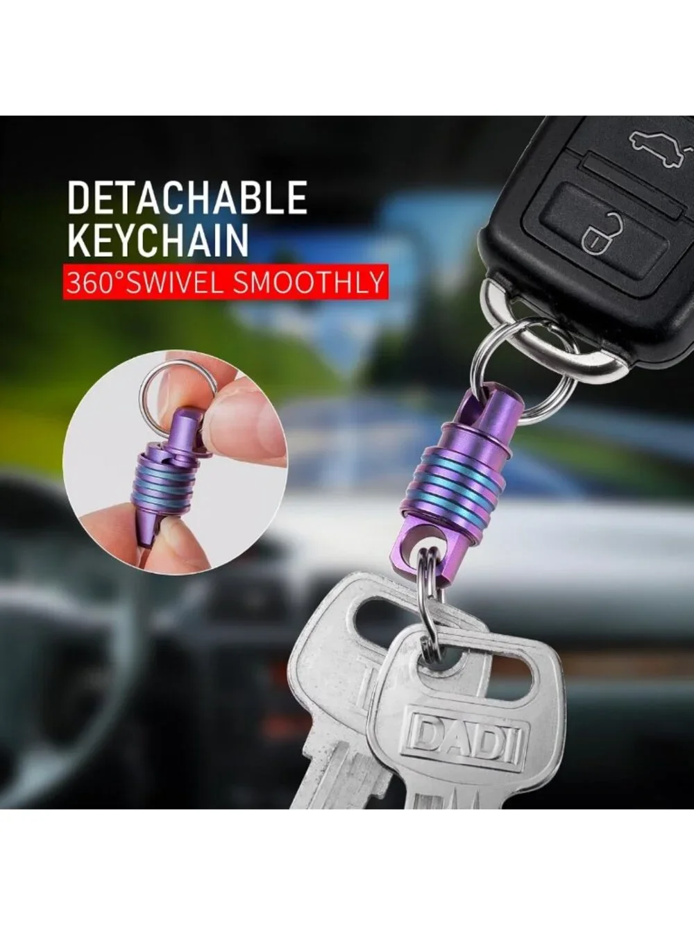 Small Detachable Titanium Keychain Ring - Quick Release, Lightweight & Durable